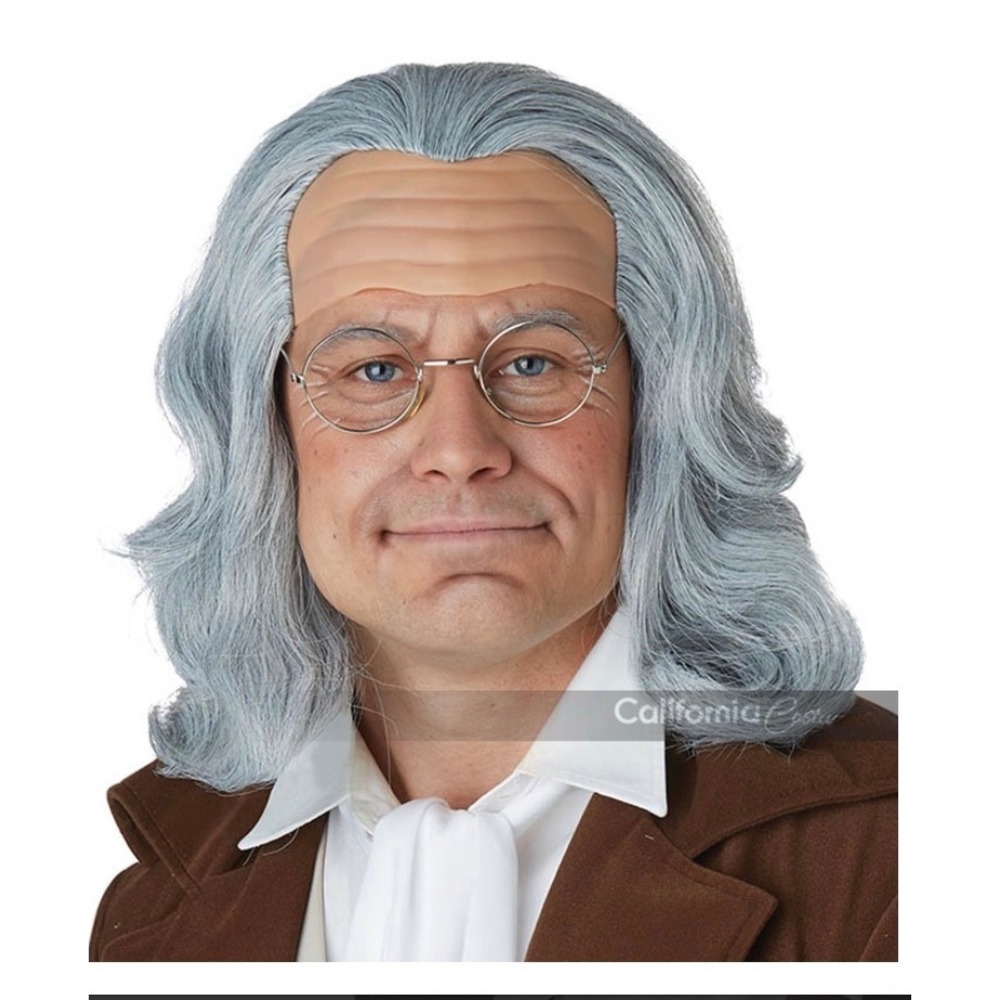 California Costumes Benjamin Franklin Grey Wig Balding Latex Forehead 70931 Mens